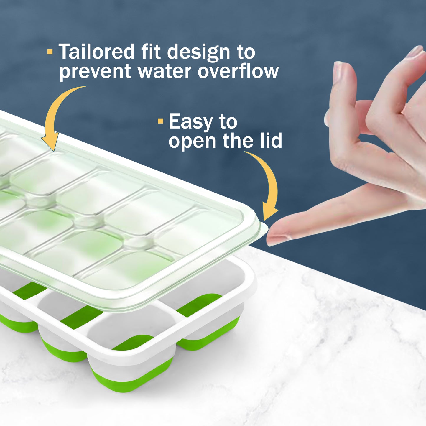 Ice Cube Tray with Lid, Ice Bin, Ice Scoop, Ice Tong, Drinking Straw