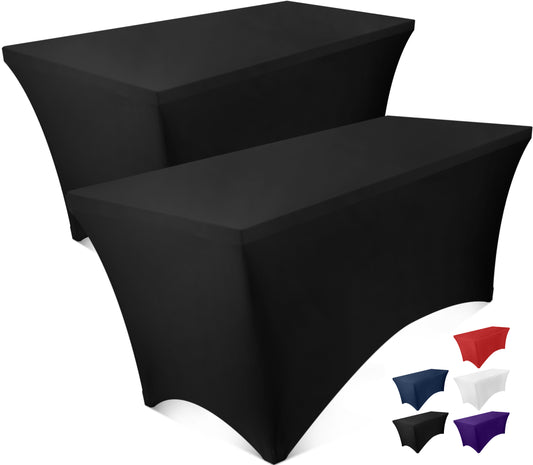 Spandex Rectangular Table Cloth Black Pack of 2