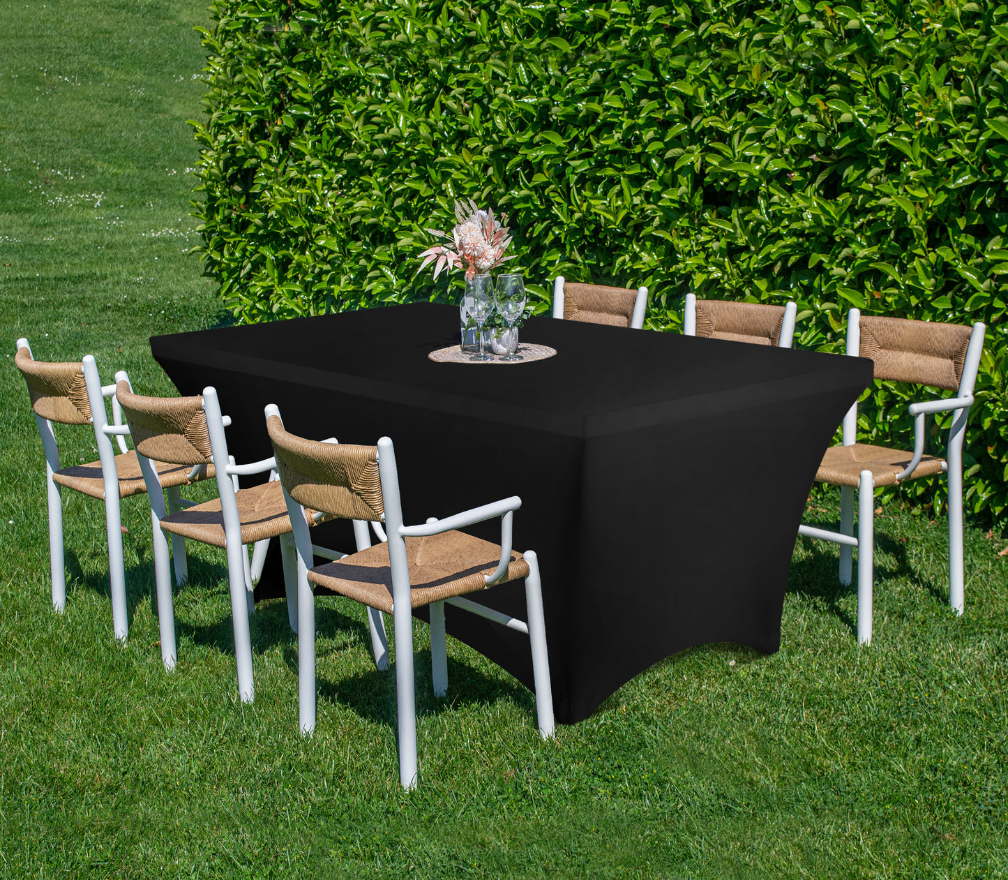 Spandex Rectangular Table Cloth Black Pack of 2